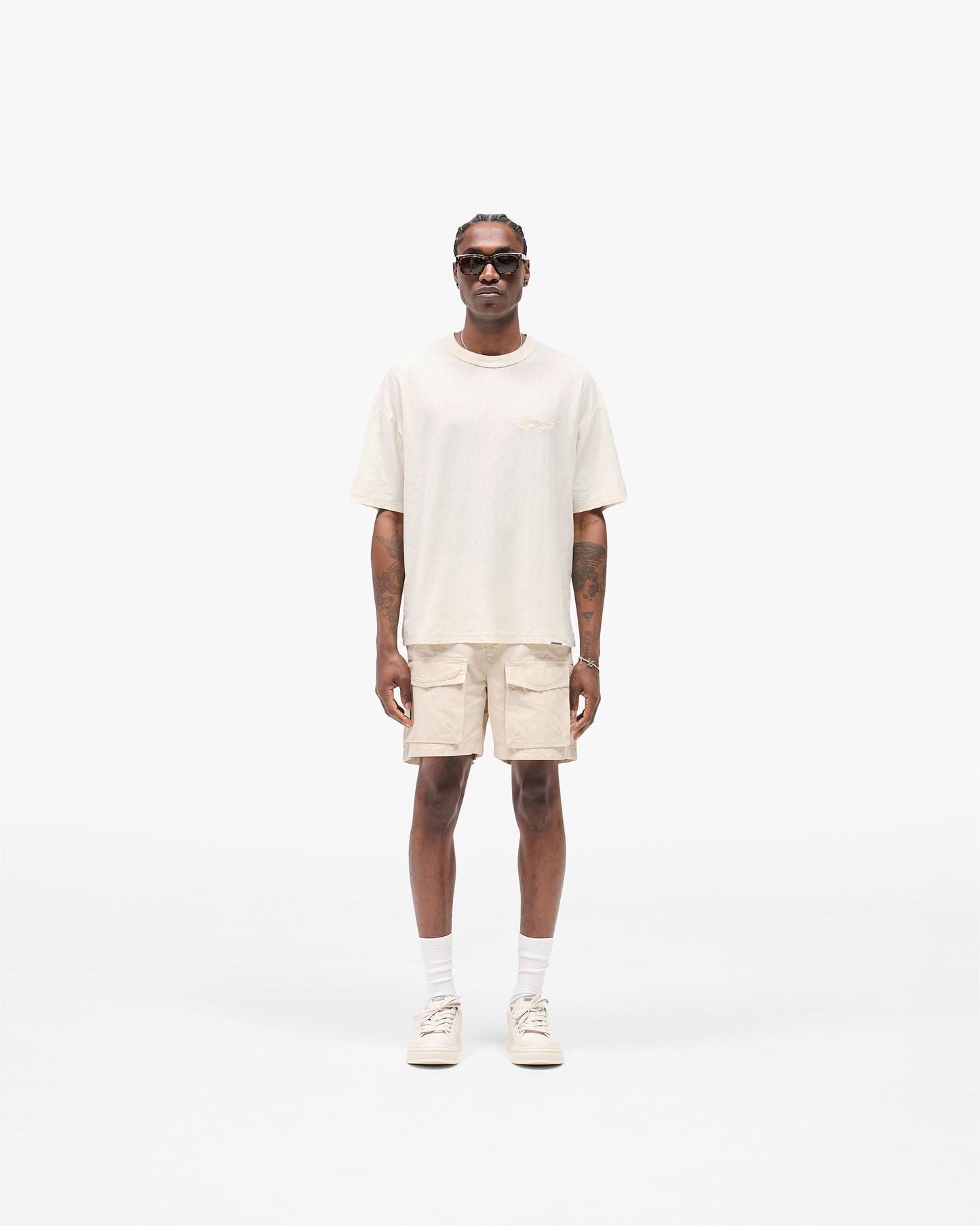 Slub Script T-Shirt - Aged White