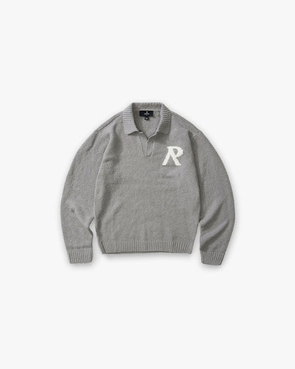 Knitted Boucle Polo - Grey