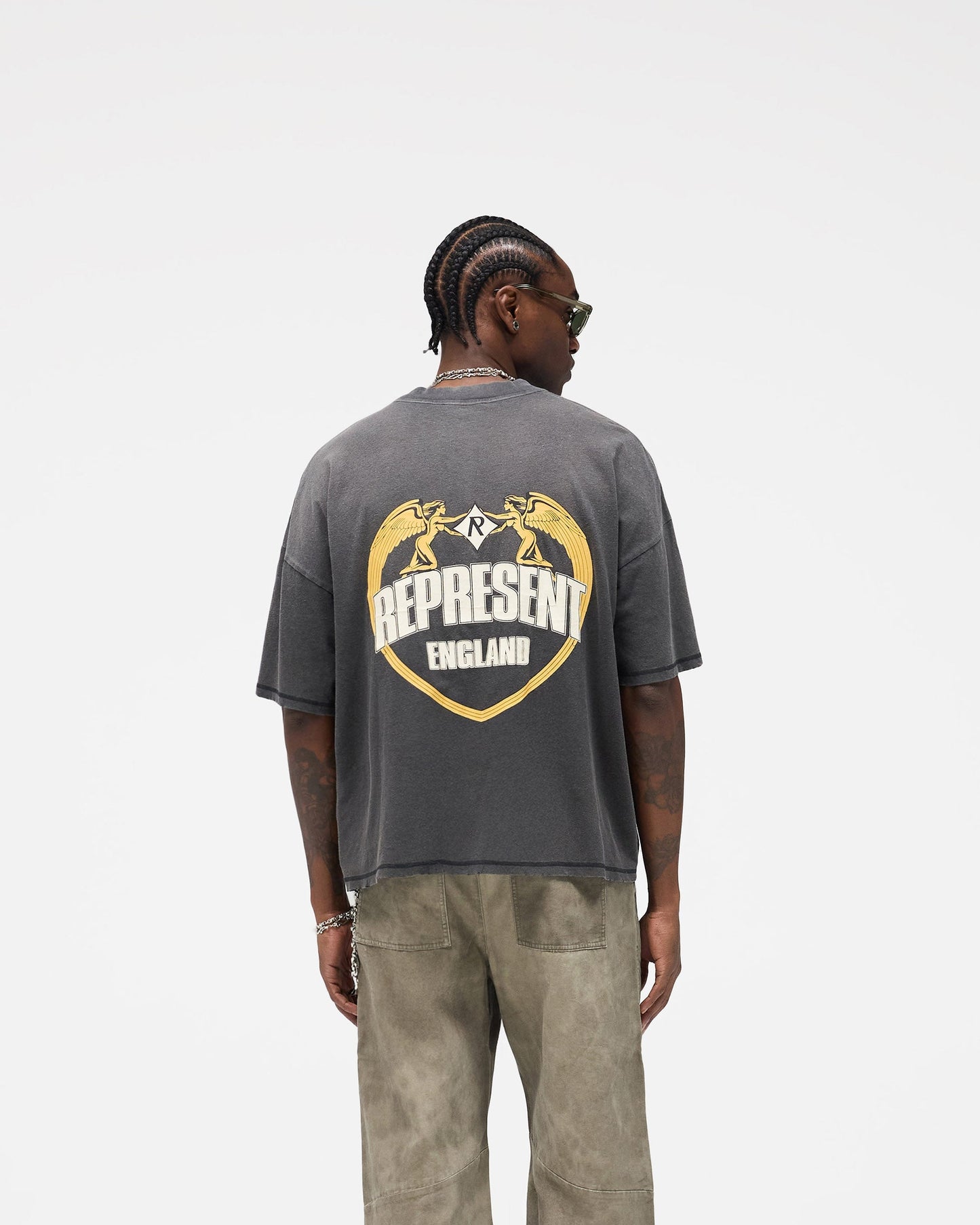 Angel Border T-Shirt - Stained Black