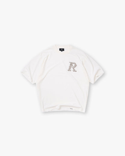 Western Initial T-Shirt - Flat White