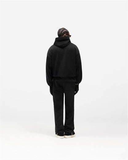 Dual Layer Script Hoodie - Jet Black
