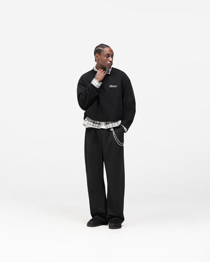 Dual Layer Script Sweater - Jet Black