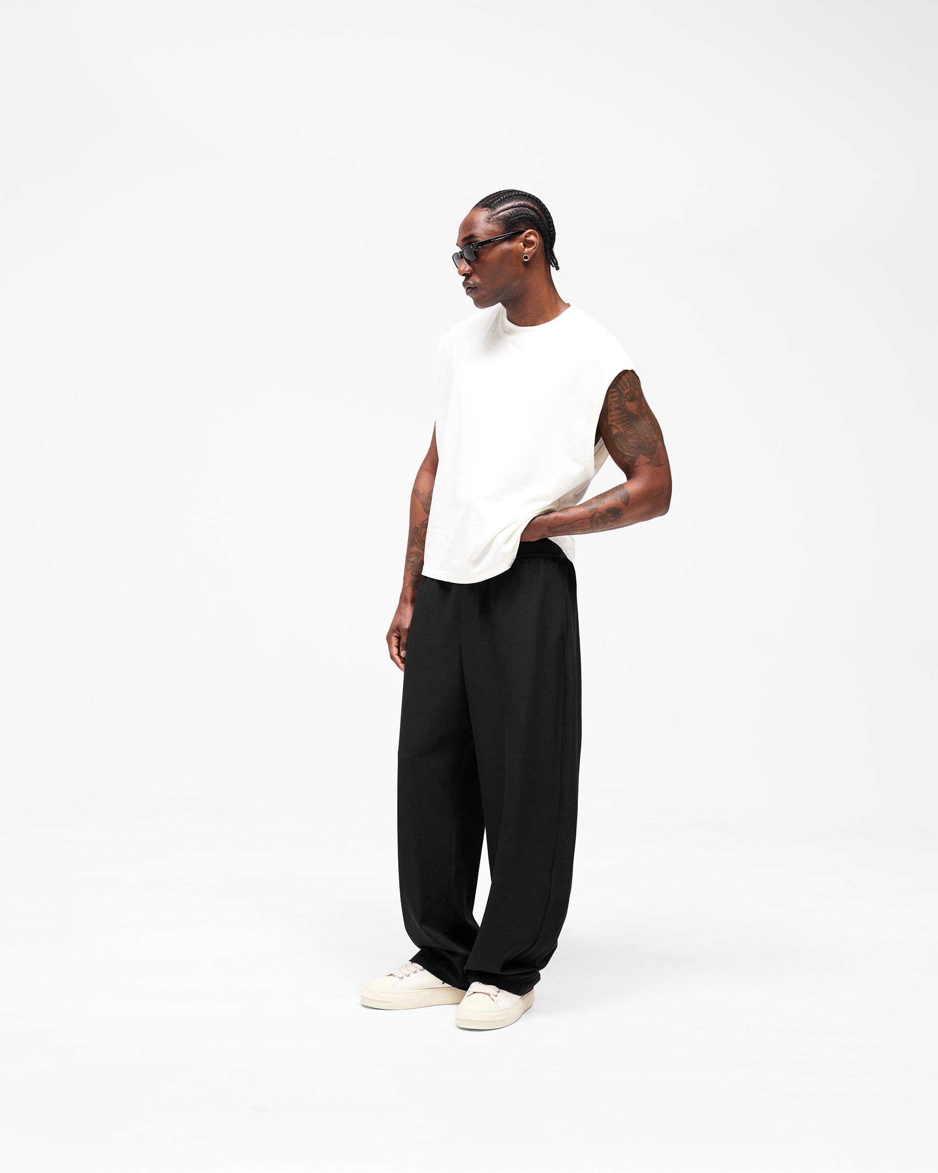 Initial Boxy Tank - Flat White