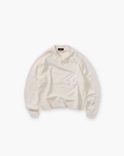 Knitted Polo - Aged White