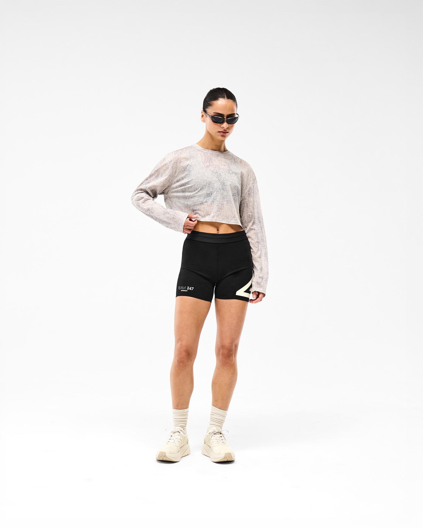 247 Glitch Cropped Training T-Shirt - Grey