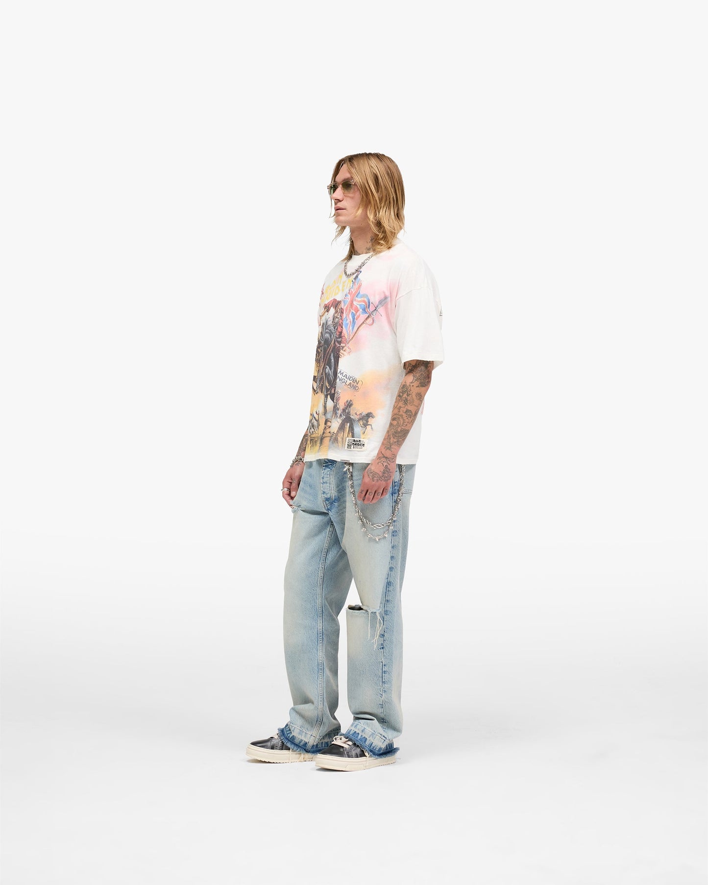 Represent X Iron Maiden Steed T-Shirt - Flat White
