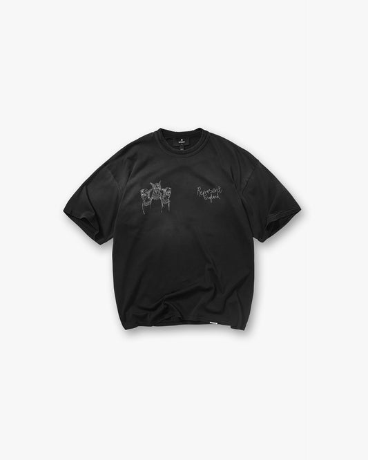 Hand Drawn Thoroughbred T-Shirt - Aged Black