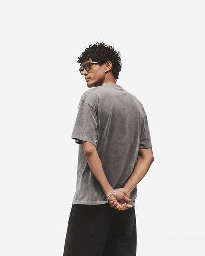 Embroidered Serif Logo T-Shirt - Vintage Grey