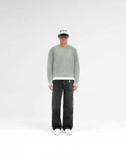 Open Gauge Knit Sweater - Forest Green